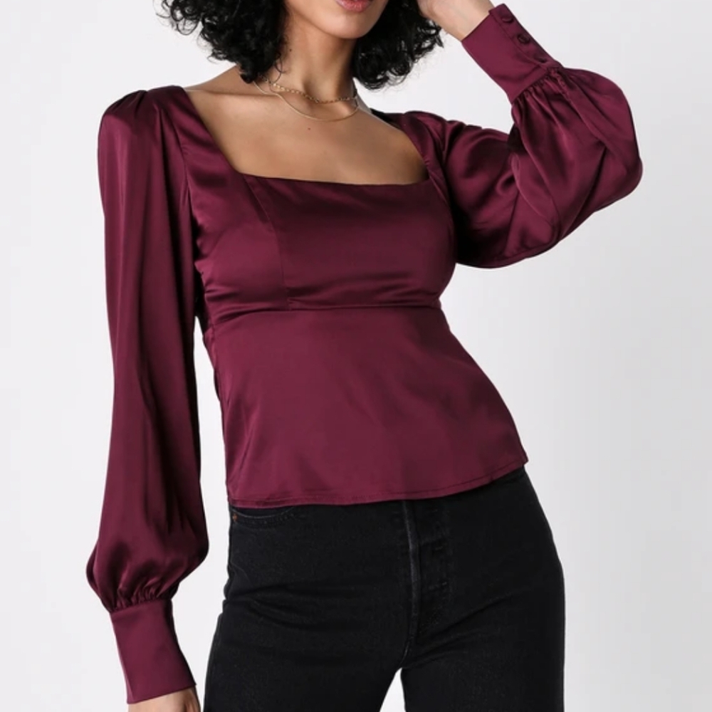 Plum purple satin top